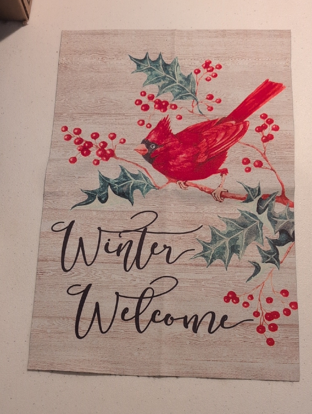 Winter Welcome Cardinal Flag - Red Cardinal Holiday Print